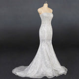 Women's haute couture luxury strapless detachable tail wedding dress