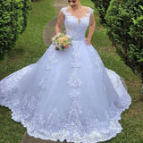 2023 new white retro lace V-neck backless sexy foreign trade wedding dress big size train