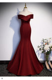 Wine red fish tail evening dress autumn solo vocal music test toasting annual host a word shoulder light wedding dress