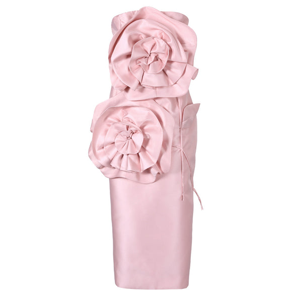 Three-dimensional floral tube top dress