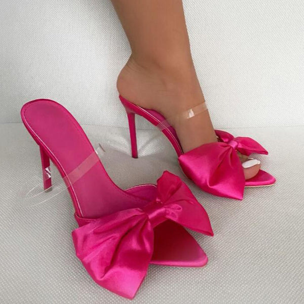 Pointed high heels, big bow stiletto heel sandals slippers Women Sandals Shoes