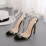 thin high heels high-heeled sandals with orange transparent straps Shoes