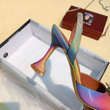 New pointed ladies sandals gradient high heels sun buckle sexy wine glass heel women's shoes