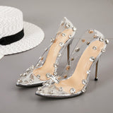 Wind pointed autumn new silver ladies wedding shoes high heels large size Shoes