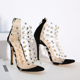 New women's shoes Roman style transparent rivet high-heeled sandals summer fashion stilettos Shoes