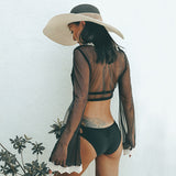 New flared sleeves sexy lace sun tan beach suit jacket