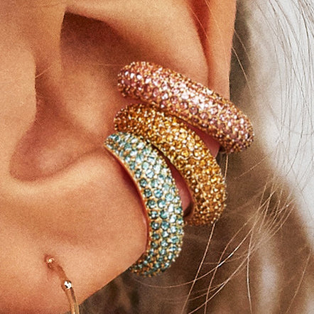 Fashion earrings jewelry alloy C - word color diamond female style ear clip