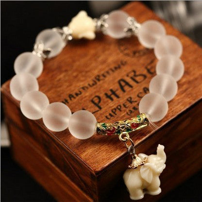Fashion jewelry natural frosted stone crystal bracelet cute baby elephant accessories bracelet