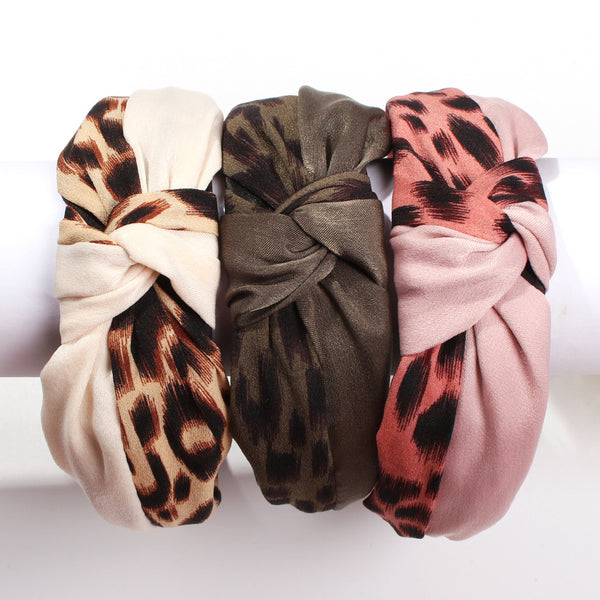 Fashion sexy leopard print foreign trade hair accessories personality cross knotted hair hoop