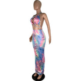 Hot style women's hot selling tie-dye printed strapless halter dresses