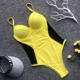 Plain one-piece swimsuit sexy mesh bikini