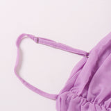 Low-cut strap V-neck pleated mesh bag hip dress