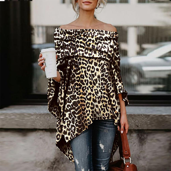 Autumn new style strapless strapless sexy loose top leopard fashion women's dress