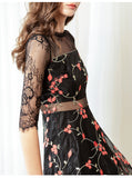 Lace mesh embroidery in the sleeve stitching zipper perspective new dress