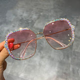 Fashion rhinestone luxury sunglasses female square oversized hand-drilled sunglasses sunglasses