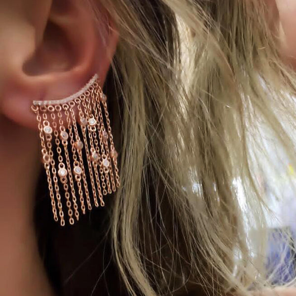 New jewelry popular exquisite diamond studded crystal back hanging ladies earrings earrings