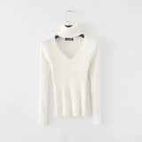 Autumn and winter new sexy hollow high-necked bottoming shirt pullover sweater