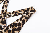 New women's fashion leopard sports fitness hollow jumpsuit