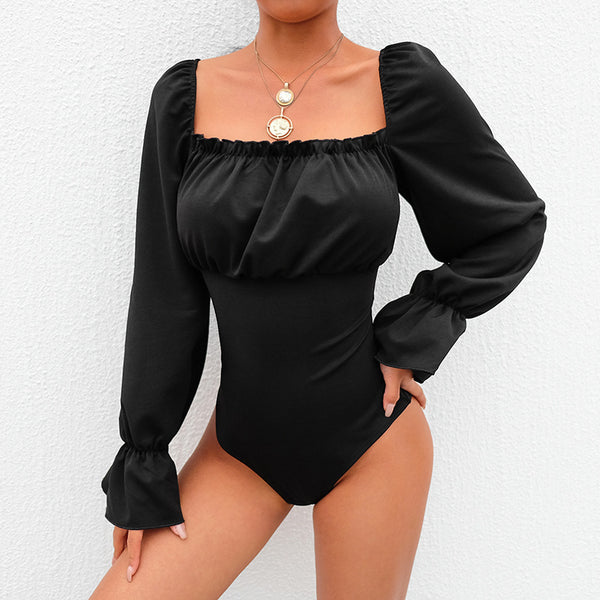 New sexy creative women's back straps with puff sleeves onesies