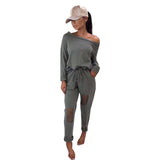 Women's spring one-line long-sleeved jumpsuits