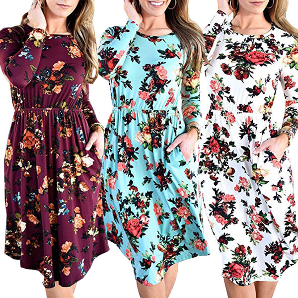 Women's hot selling sexy plus-size printed floral dresses