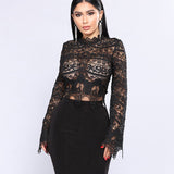 New sexy openwork lace lace navel short jacket female summer T-shirt hot