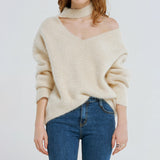 New sexy off-the-shoulder imitation mane loose fashion lazy sweater female explosion models