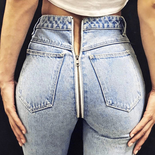 Cross-border explosion models, zipper jeans women's street versatile pants