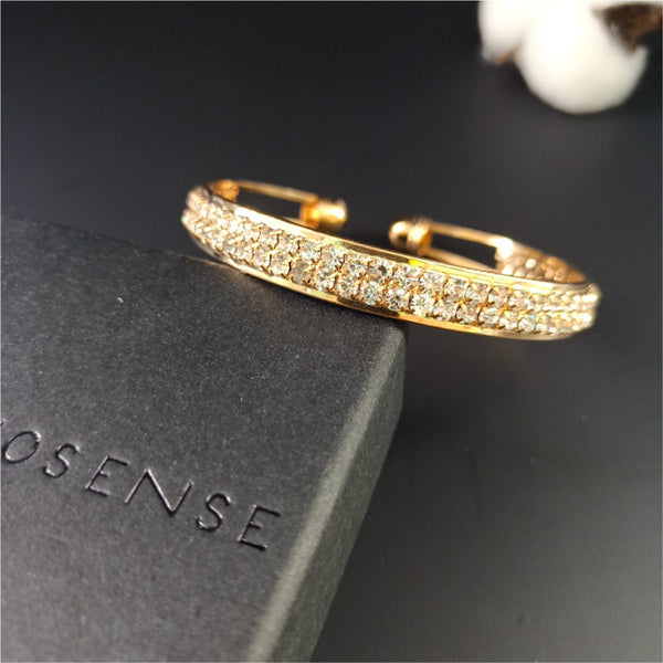 New jewelry fashion high - quality popular gold and silver diamond set 2 - row open bracelet accessories