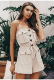 Spring and summer cotton jumpsuit holiday style sexy strap short jumpsuit hot sale
