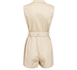New fashion one-piece shorts suit collar cotton women's tooling shorts without bullets