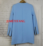 2016 autumn and winter fashion simple blue color in the explosion of zipper jacket