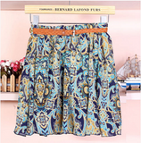 Big yards chiffon floral skirt - A word bust exposed printing elastic waist skirt Print