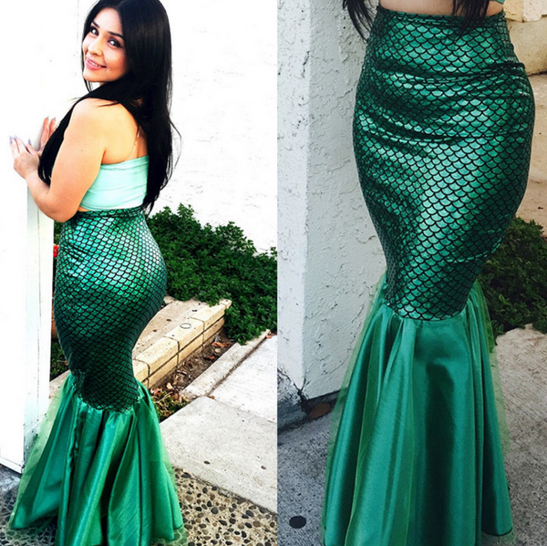 NEW  fashion sexy green shiny black fisnets  fishtail skirt