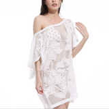 Fashion sexy loose lace hollow flower dress