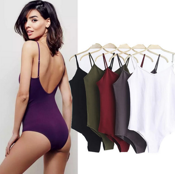 New Sexy Fashion Summer Show Thin Straps Pure Color Backless Romper