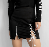 women fashion zipper lace type up skirt sexy package hip step skirts