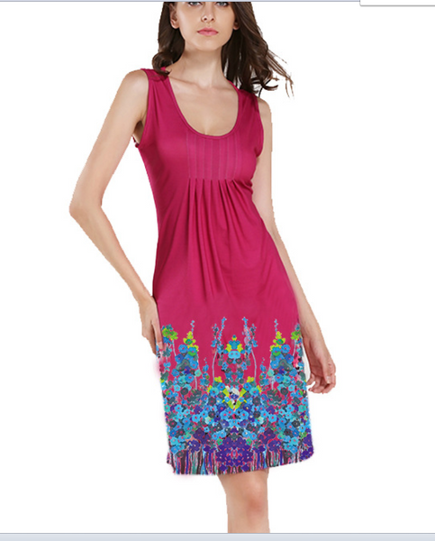 Women's print plus-size sleeveless holiday dress sundress