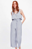 Women's summer new button waist show slim wide leg pants