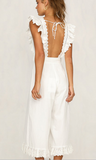 New style wide leg trousers with cotton embroidery lace with single collar and waist