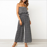Spring and summer fashion jumpsuits without bombing holiday style striped trousers women's tube top section jumpsuit tide