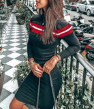 Best selling sweater women's three-color pit strip dress Knit sweater skirt
