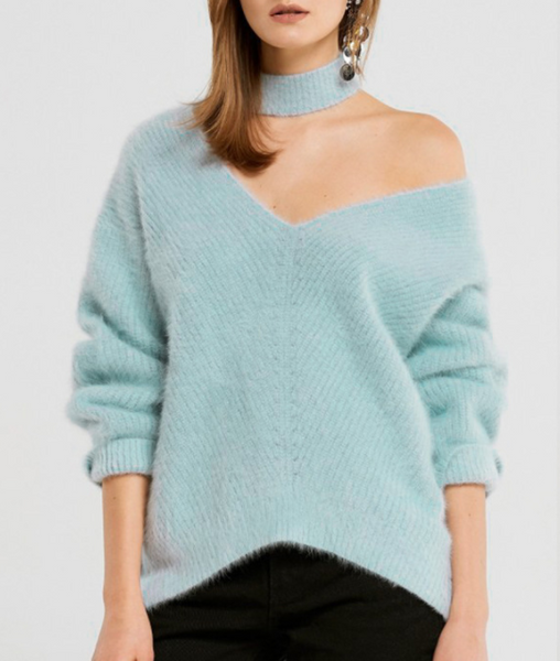 New sexy off-the-shoulder imitation mane loose fashion lazy sweater female explosion models