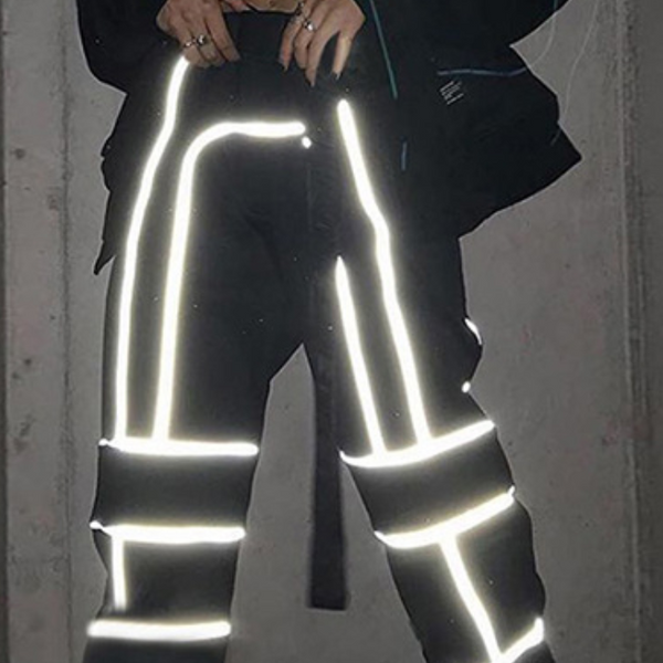 Explosive hot sale reflective stitching high waist casual overalls