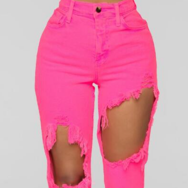 Explosive hot sale high waist high elastic ripped flared jeans 9020