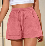 New summer high waist big pocket casual sports shorts women