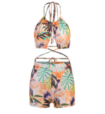 New printed halterneck swimsuit two-piece sexy backless show chest and hip suit