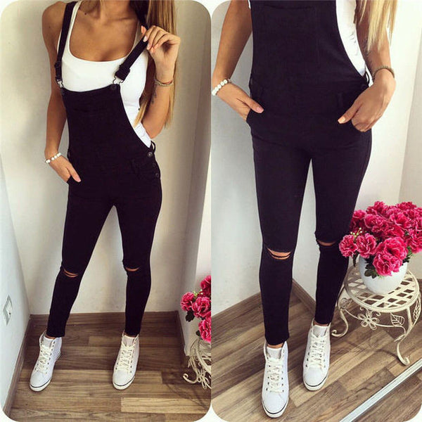 New Womens Bodycon Jumpsuit Jeans Denim Rompers Bib Overalls Trousers Pants